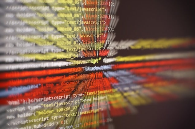 A close-up of a computer screen displaying code with highlighted sections showing biased data inputs. There are mathematical symbols and graphs showing skewed distributions of data.