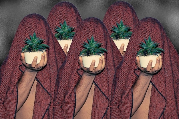 A collage illustrating different facets of intersectionality – a Black woman wearing a hijab, a Latino man in a wheelchair, and an Asian LGBTQ+ couple holding hands. The image highlights the overlapping nature of social categorizations.