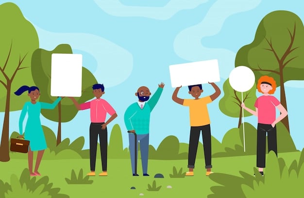 A group of diverse activists holding signs and banners during an environmental justice rally, advocating for stricter regulations on pollution in their community.