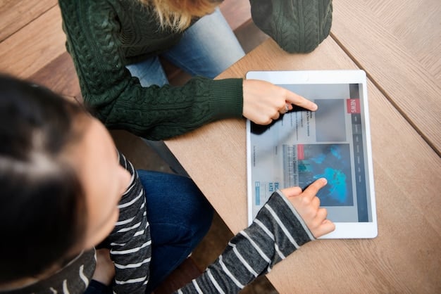 A young student with a visual impairment using a screen reader to access online educational materials in a classroom setting. The scene highlights the use of assistive technology in education.