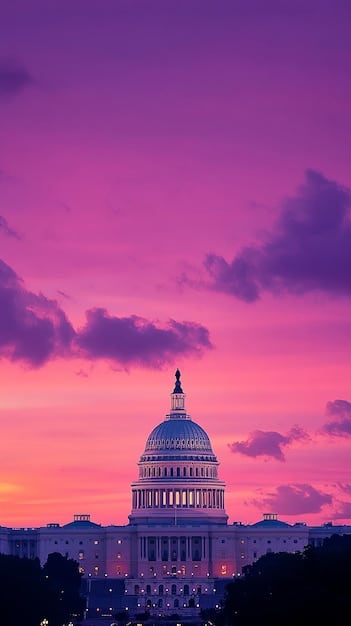 US Capitol Building at dusk, symbolizing the potential legislative changes that could impact LGBTQ+ rights.