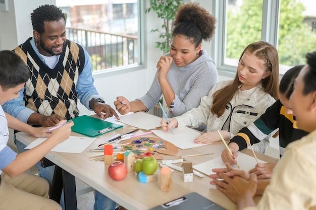 A group of teachers participating in a workshop on culturally responsive teaching practices. The workshop is interactive, and the teachers are engaged in discussions and activities.