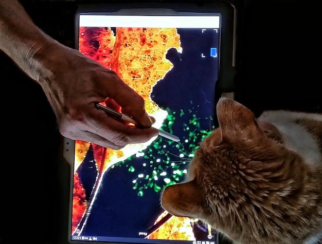 A person using a tablet to interact with an AI art generation interface, surrounded by digital brushes and color palettes, representing the blend of traditional artistic skills with AI technology.